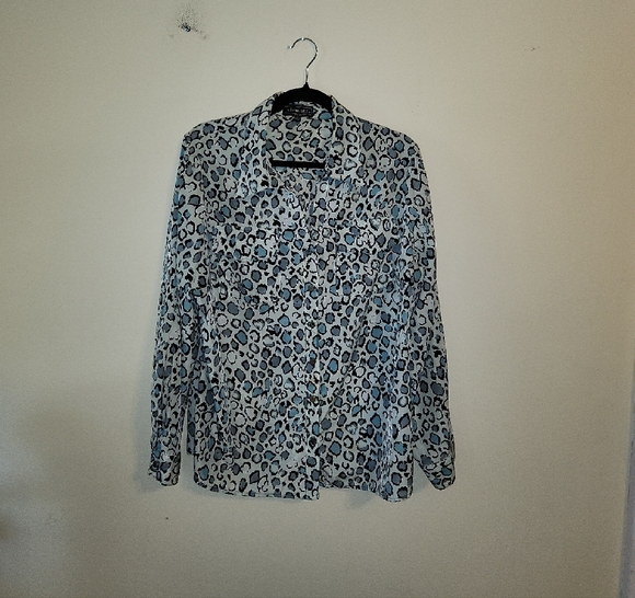 Elementz Blue and Black Animal Print Blouse - Picture 2 of 4